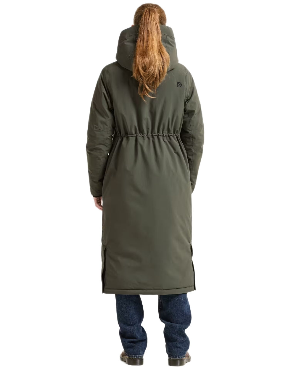 Deep Green coloured Didriksons Womens Neja Long Parka on white background 
