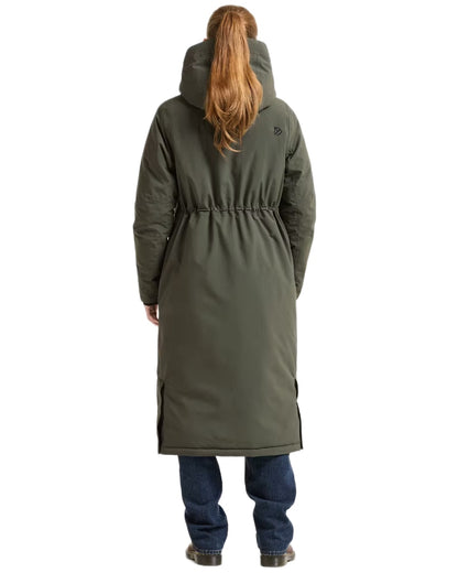 Deep Green coloured Didriksons Womens Neja Long Parka on white background 