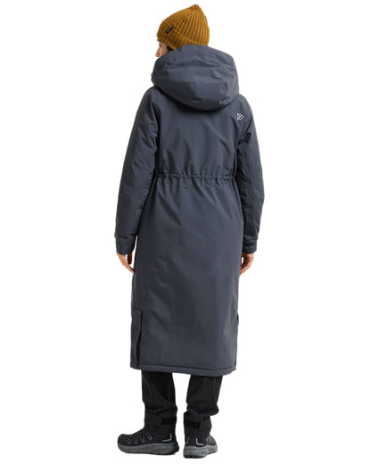 Sleepy Blue coloured Didriksons Womens Neja Long Parka on white background 