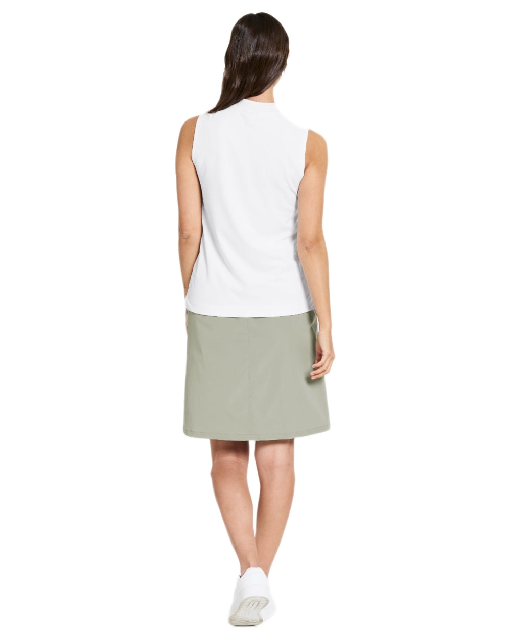 Snow White coloured Didriksons Womens Nikki Sleeveless Polo T-Shirt on white background 