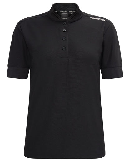 Black coloured Didriksons Womens Patty Polo T-Shirt on white background 