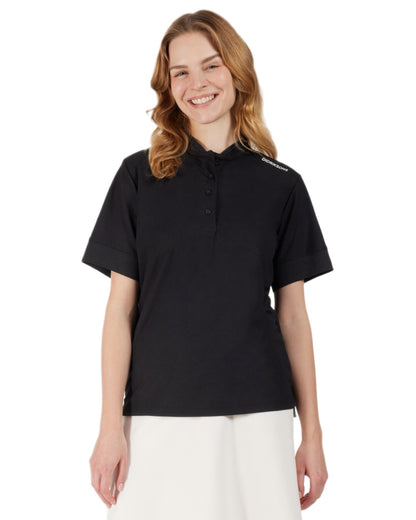 Black coloured Didriksons Womens Patty Polo T-Shirt on white background 