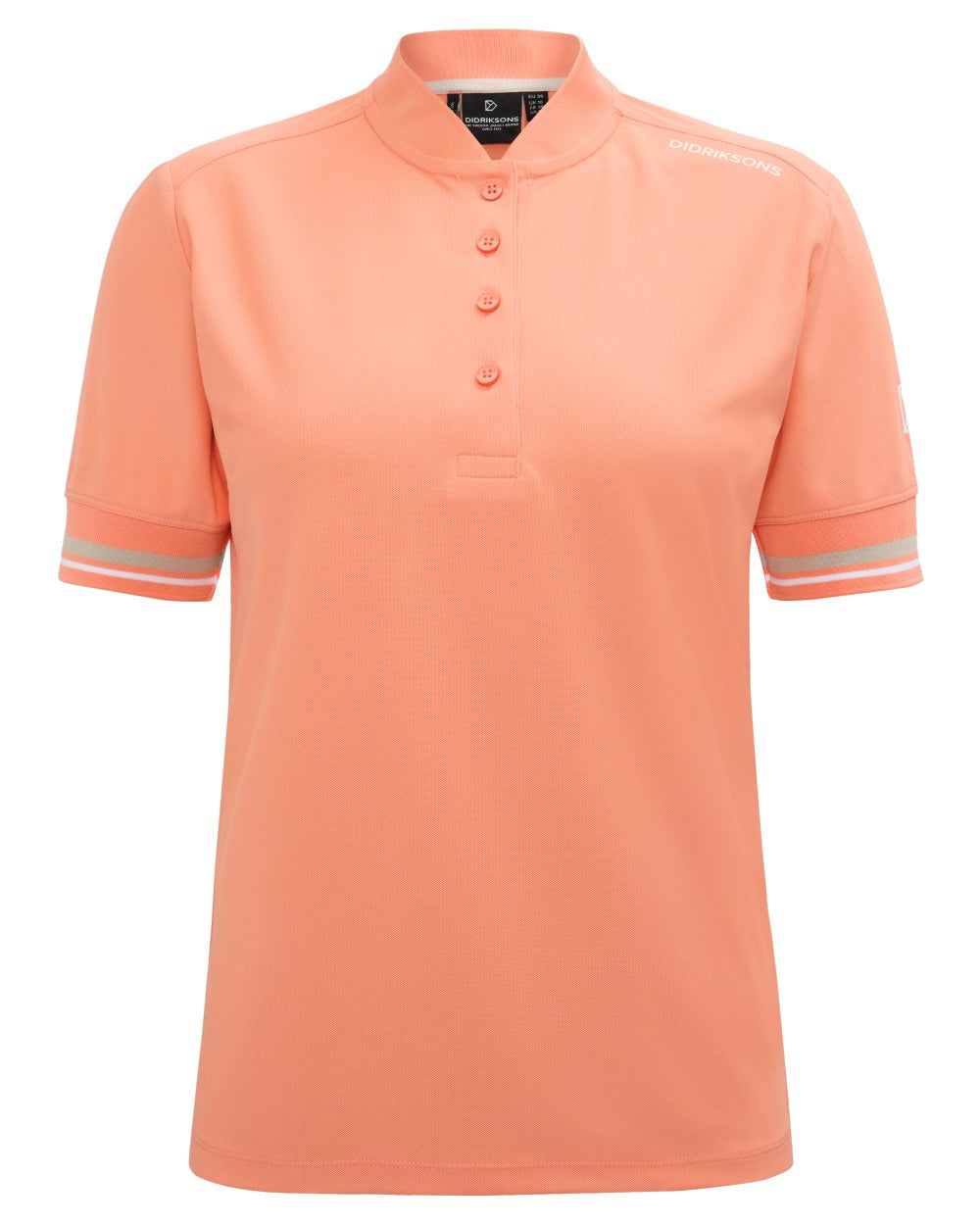 Clay Pink coloured Didriksons Womens Patty Polo T-Shirt on white background 