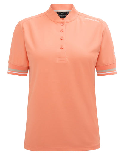 Clay Pink coloured Didriksons Womens Patty Polo T-Shirt on white background 
