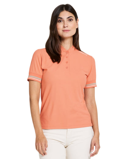 Clay Pink coloured Didriksons Womens Patty Polo T-Shirt on white background 