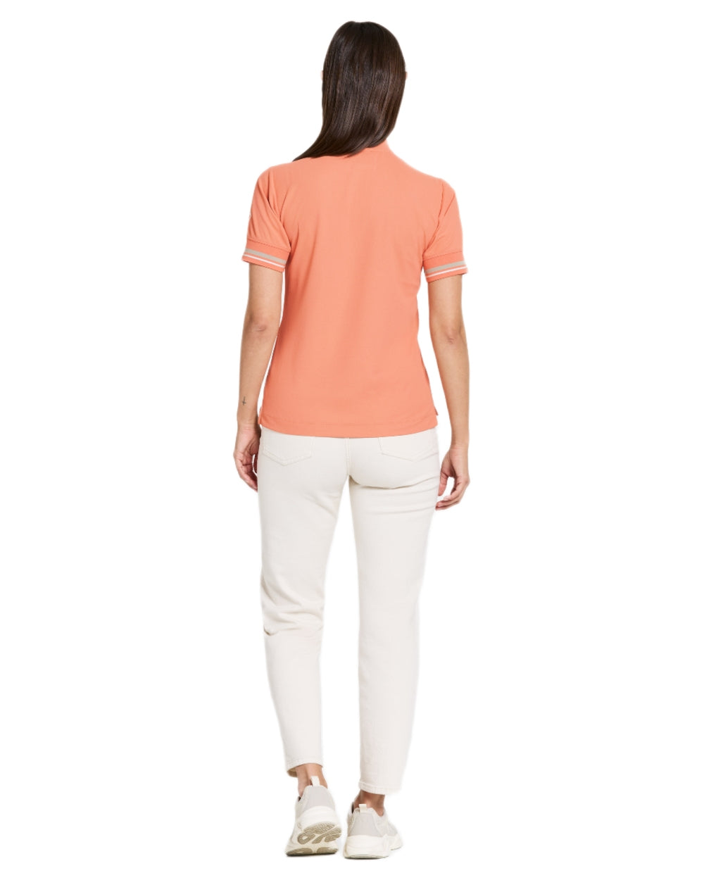 Clay Pink coloured Didriksons Womens Patty Polo T-Shirt on white background 