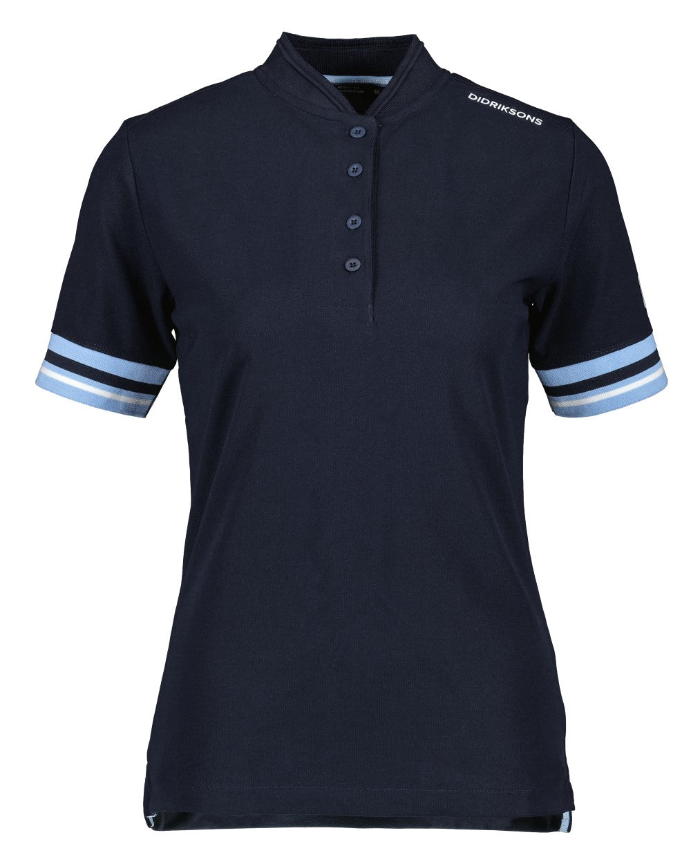 Dark Night Blue coloured Didriksons Womens Patty Polo T-Shirt on white background 