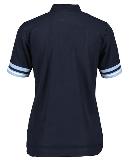 Dark Night Blue coloured Didriksons Womens Patty Polo T-Shirt on white background 