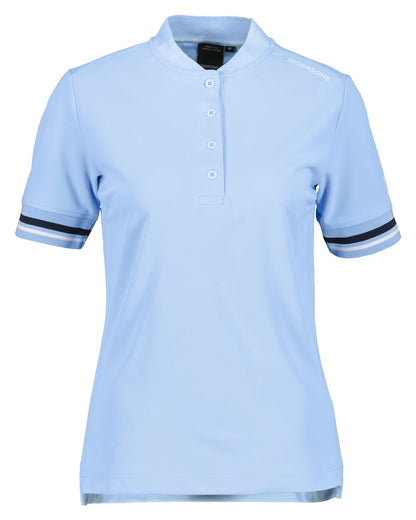 Sea Blue coloured Didriksons Womens Patty Polo T-Shirt on white background 