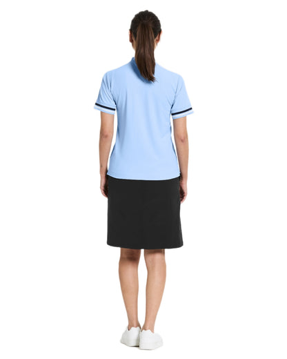 Sea Blue coloured Didriksons Womens Patty Polo T-Shirt on white background 