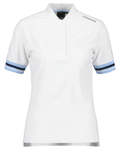 Snow White coloured Didriksons Womens Patty Polo T-Shirt on white background 