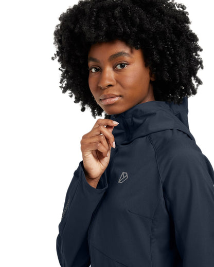 Dark Night Blue coloured Didriksons Womens Petra Jacket on white background 