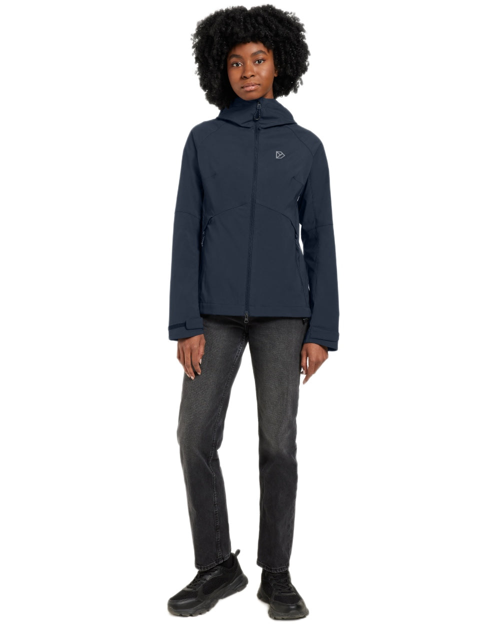 Dark Night Blue coloured Didriksons Womens Petra Jacket on white background 