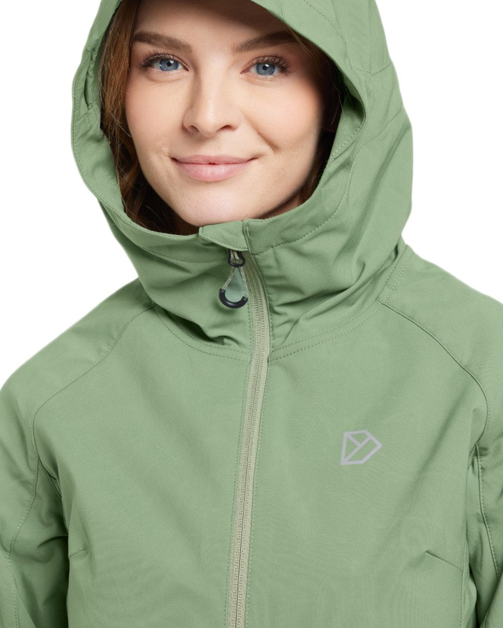Light Moss coloured Didriksons Womens Petra Jacket on white background 