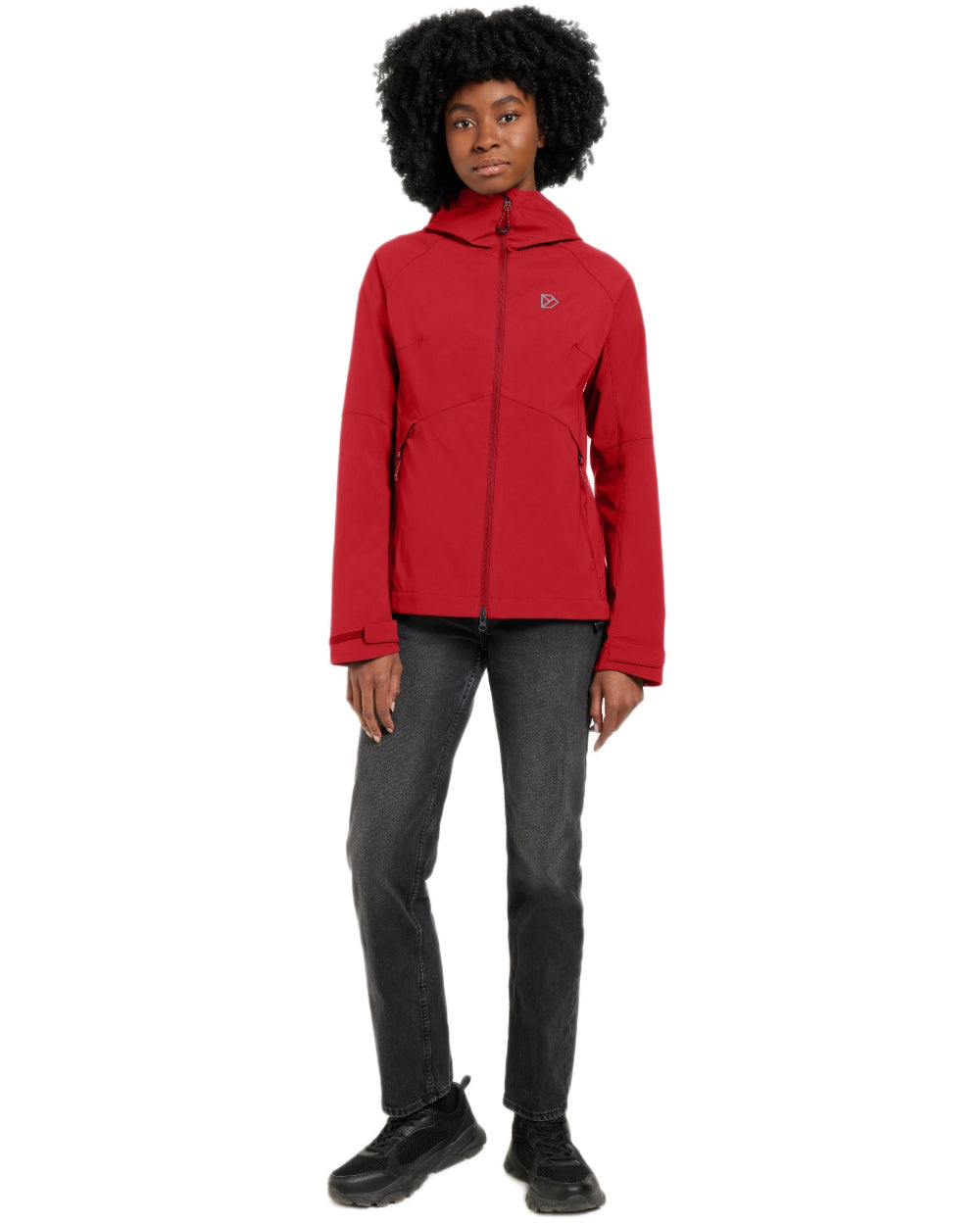 Spring Red coloured Didriksons Womens Petra Jacket on white background 