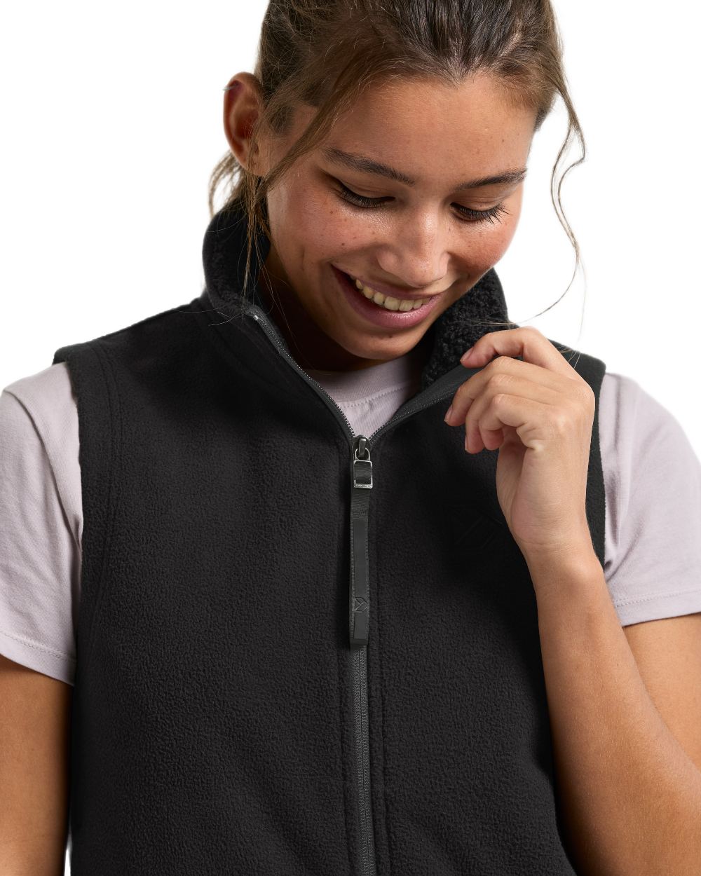 Black coloured Didriksons Womens Rim Windproof Vest on white background 