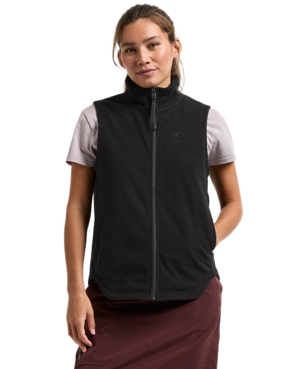 Black coloured Didriksons Womens Rim Windproof Vest on white background 