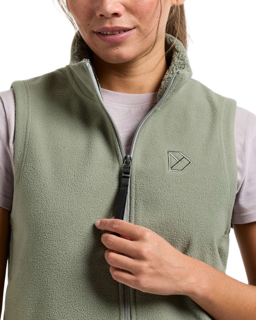 Wilted Leaf coloured Didriksons Womens Rim Windproof Vest on white background 