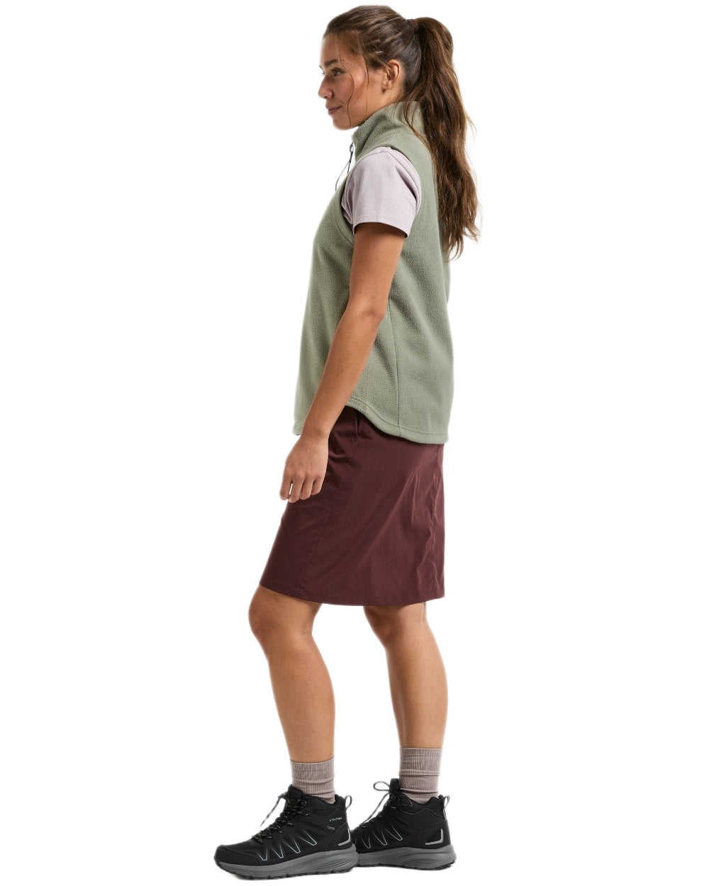 Wilted Leaf coloured Didriksons Womens Rim Windproof Vest on white background 