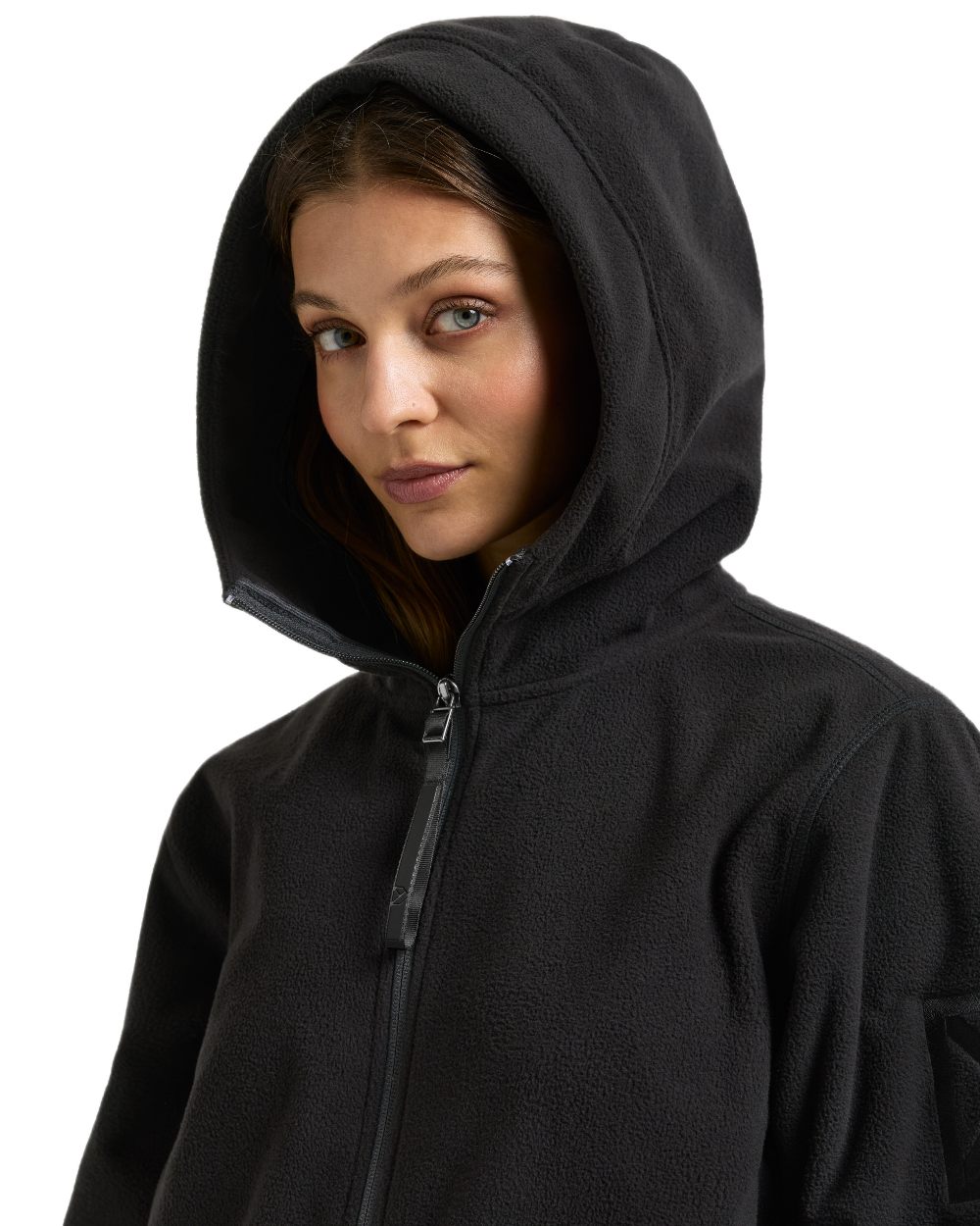 Black coloured Didriksons Womens Rinda Windproof Full-Zip Fleece on white background 