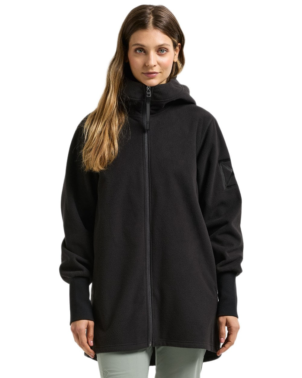 Black coloured Didriksons Womens Rinda Windproof Full-Zip Fleece on white background 