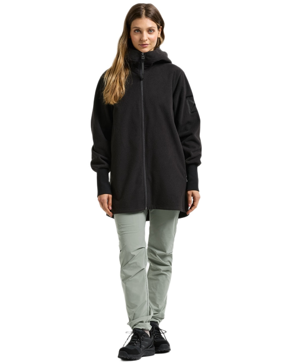 Black coloured Didriksons Womens Rinda Windproof Full-Zip Fleece on white background 