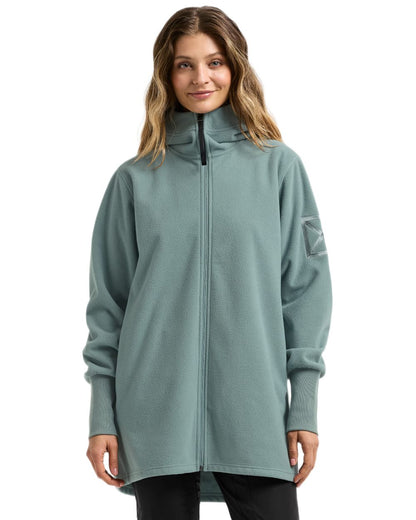 Factory Blue coloured Didriksons Womens Rinda Windproof Full-Zip Fleece on white background 