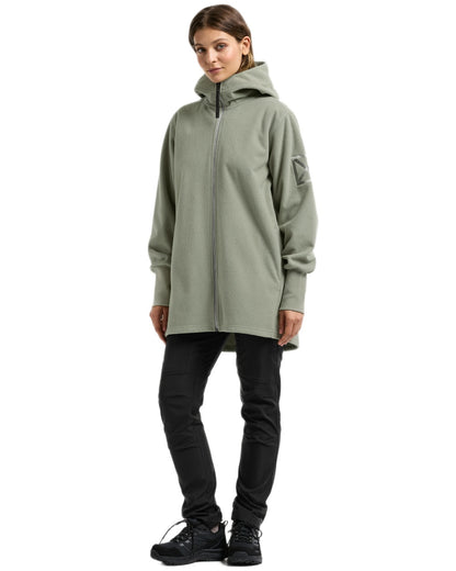 Wilted Leaf coloured Didriksons Womens Rinda Windproof Full-Zip Fleece on white background 