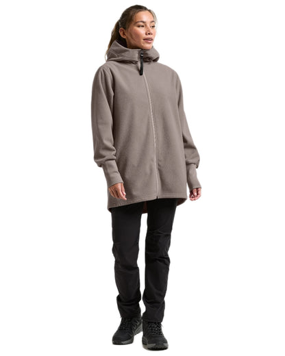 Ash Brown coloured Didriksons Womens Rinda Windproof Full-Zip Fleece on white background 
