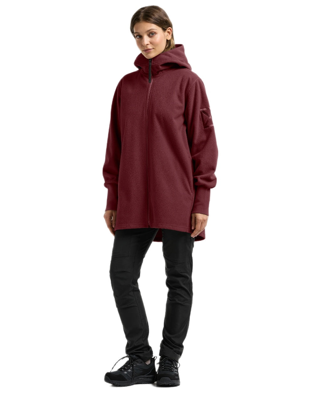 Old Rust coloured Didriksons Womens Rinda Windproof Full-Zip Fleece on white background 
