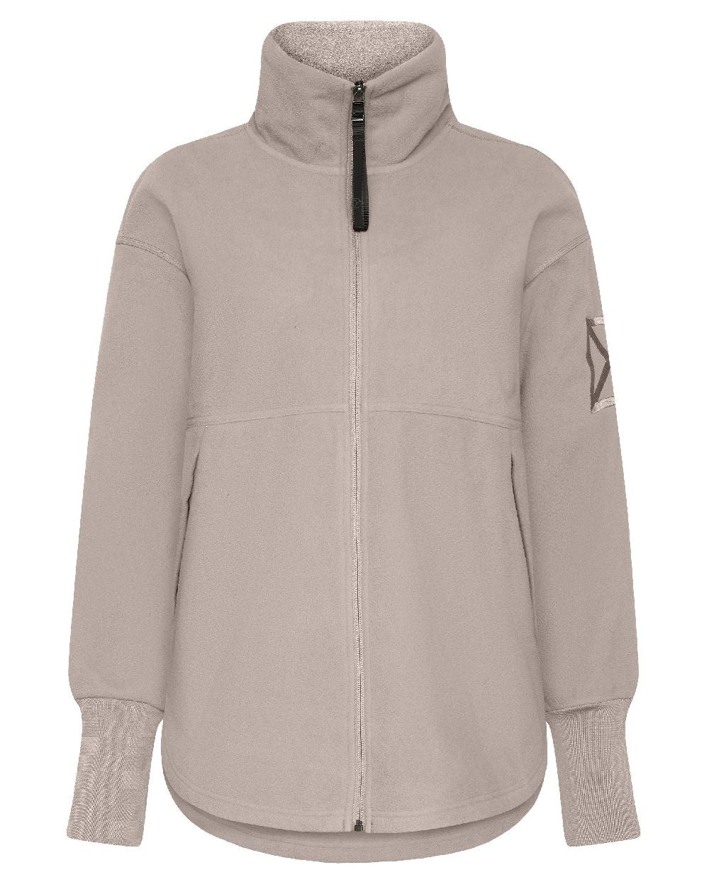 Ash Brown coloured Didriksons Womens Ronja Full Zip Sweater on white background 