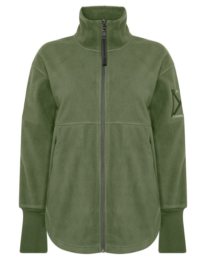 Deep Green coloured Didriksons Womens Ronja Full Zip Sweater on white background 