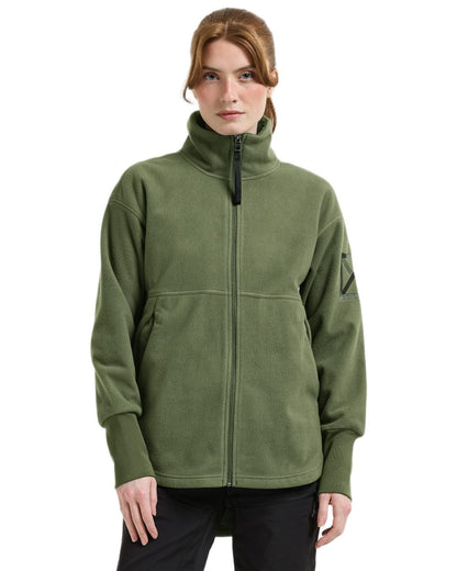 Deep Green coloured Didriksons Womens Ronja Full Zip Sweater on white background 