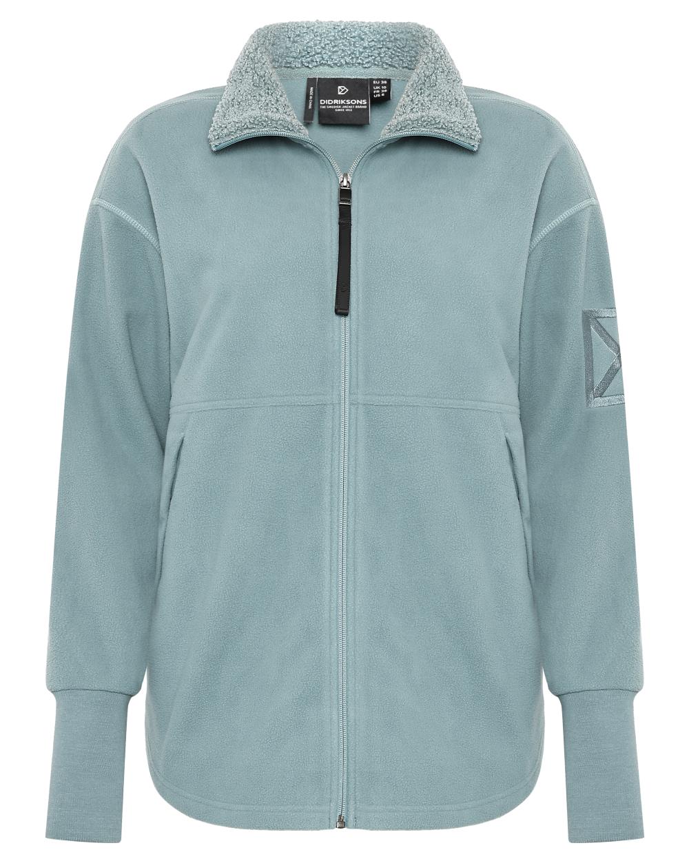 Factory Blue coloured Didriksons Womens Ronja Full Zip Sweater on white background 