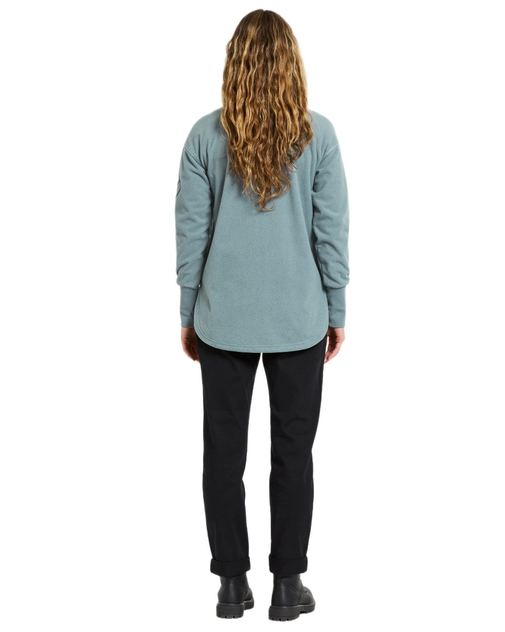 Factory Blue coloured Didriksons Womens Ronja Full Zip Sweater on white background 