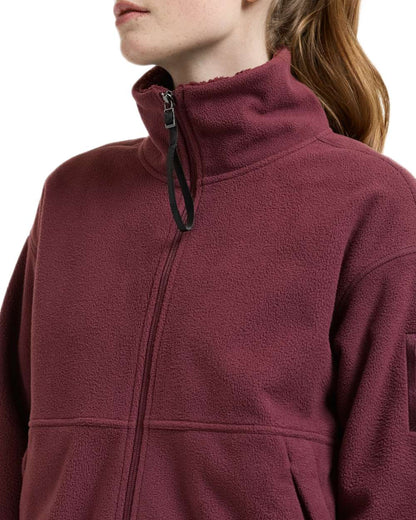Old Rust coloured Didriksons Womens Ronja Full Zip Sweater on white background 