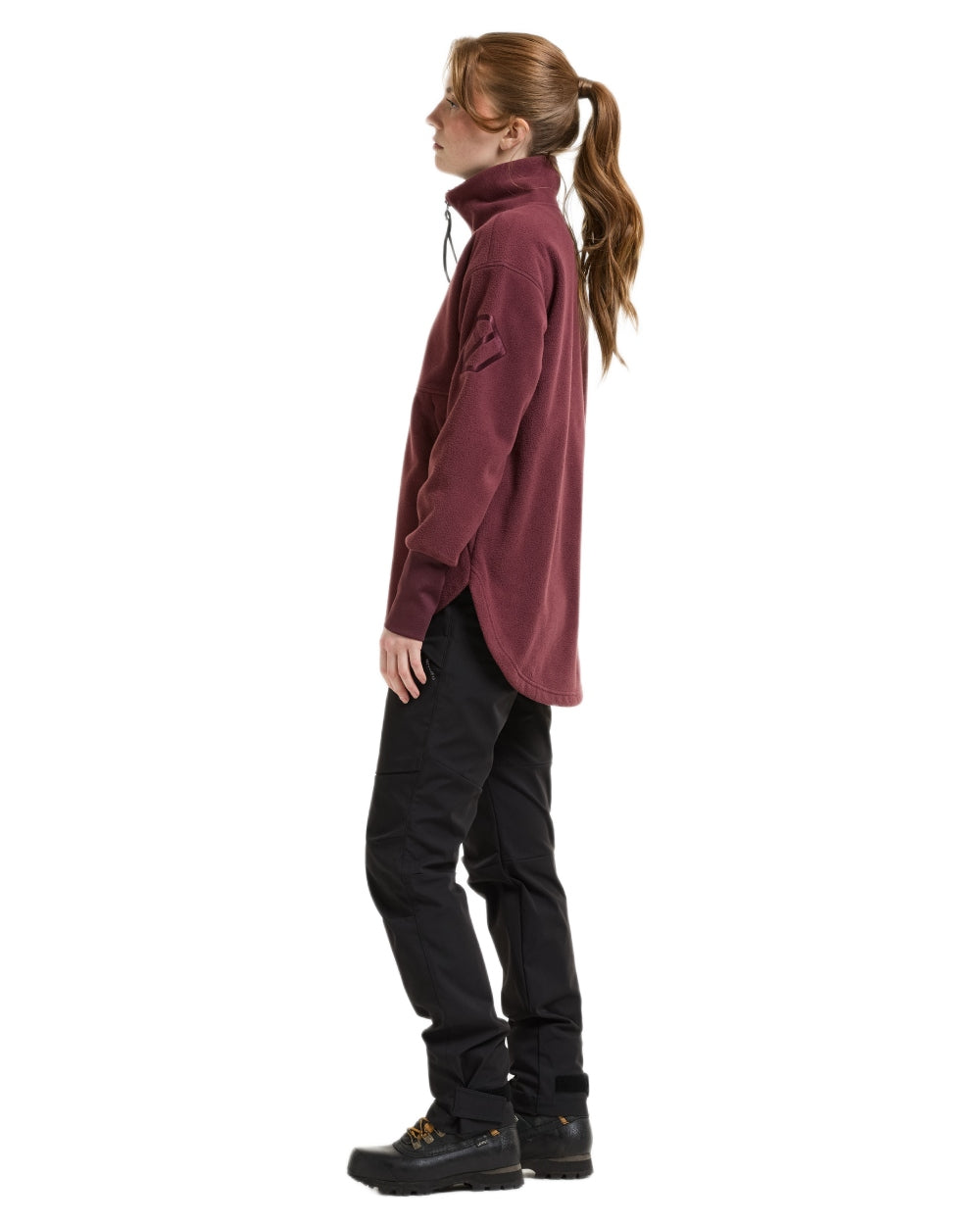 Old Rust coloured Didriksons Womens Ronja Full Zip Sweater on white background 