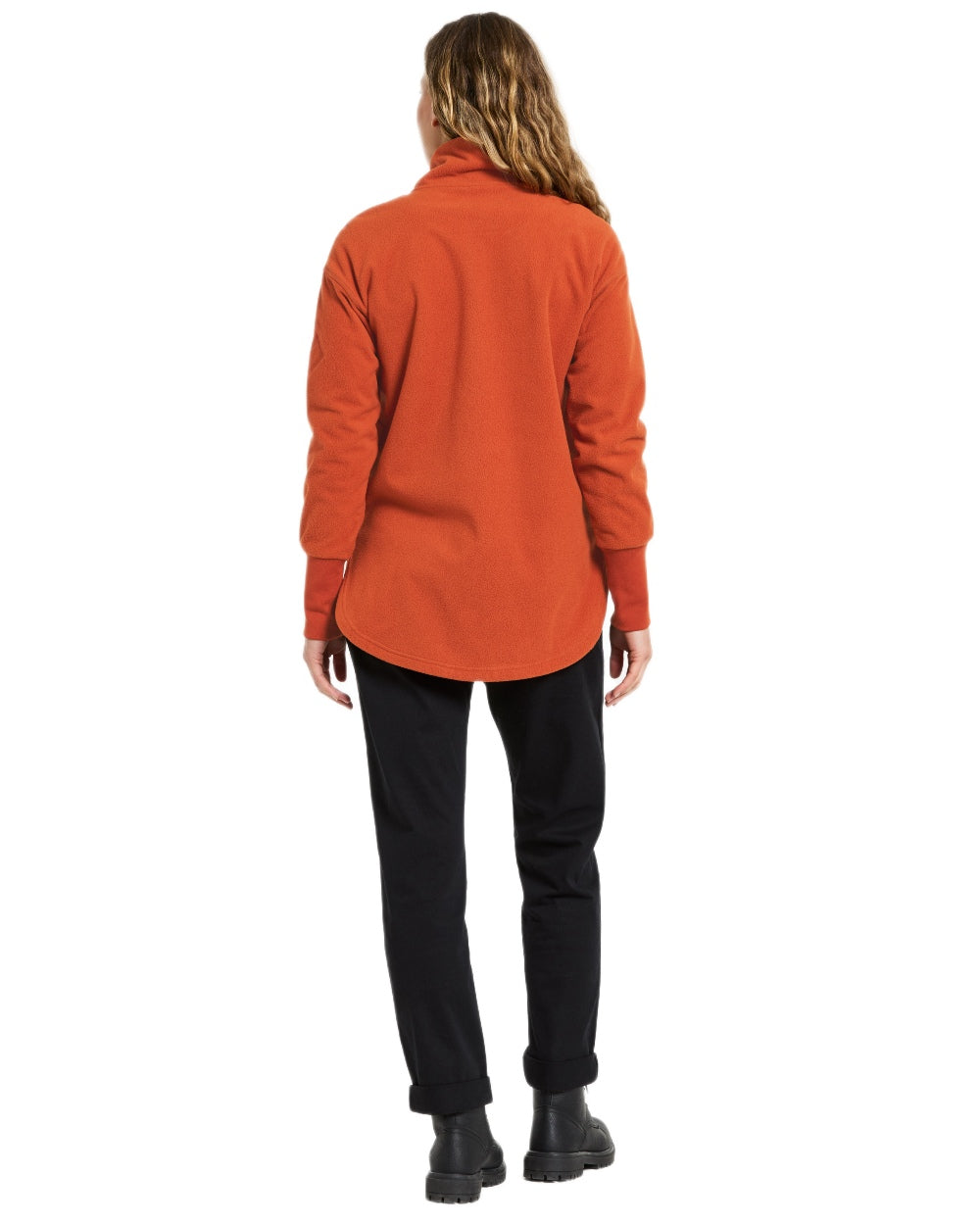 Rust coloured Didriksons Womens Ronja Full Zip Sweater on white background 