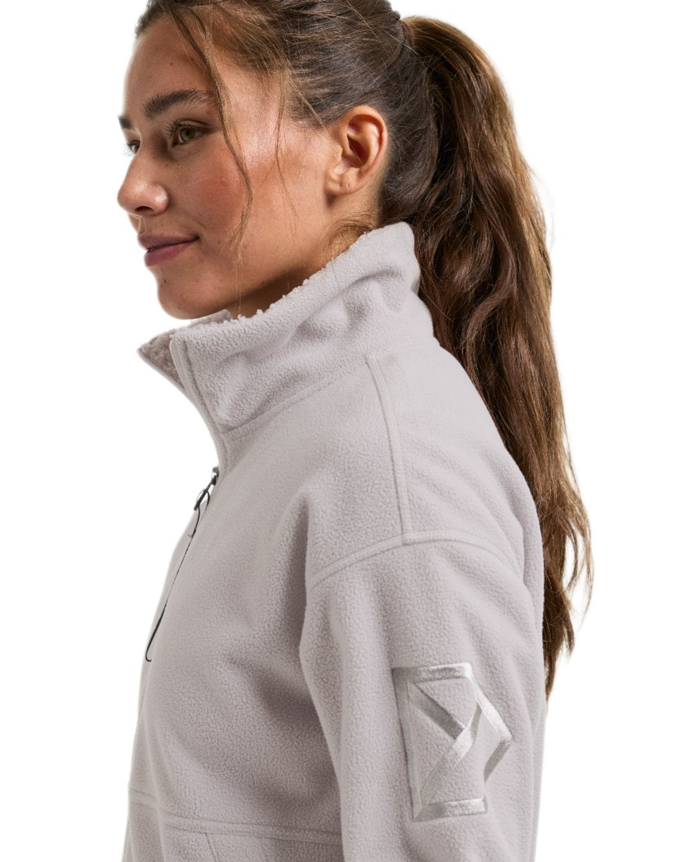 Sunrise Mist coloured Didriksons Womens Ronja Full Zip Sweater on white background 