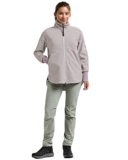 Sunrise Mist coloured Didriksons Womens Ronja Full Zip Sweater on white background 