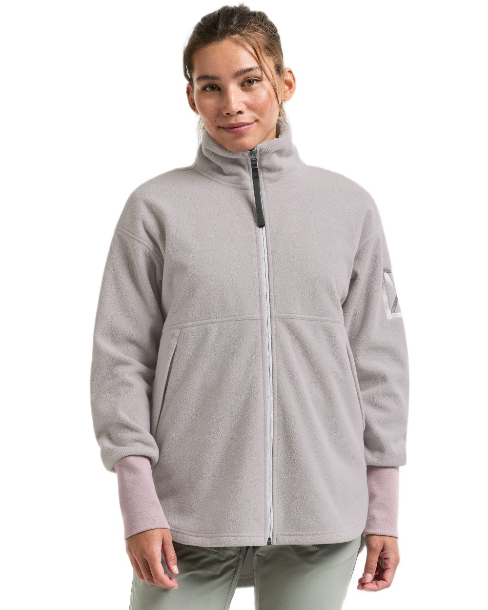 Sunrise Mist coloured Didriksons Womens Ronja Full Zip Sweater on white background 