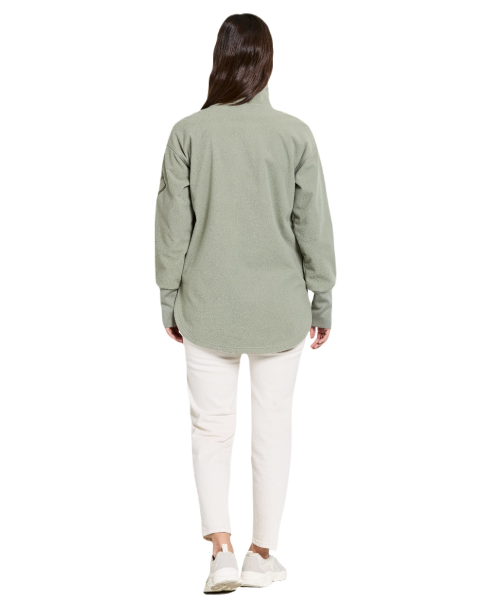 Wilted Leaf coloured Didriksons Womens Ronja Full Zip Sweater on white background 