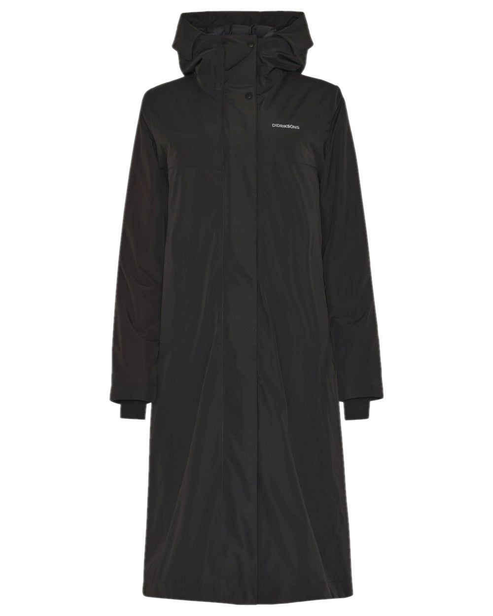 Black Coloured Didriksons Womens Selina Parka on white background 