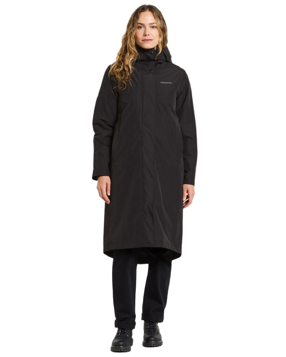 Black Coloured Didriksons Womens Selina Parka on white background 