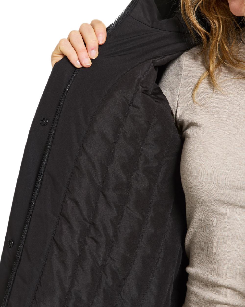 Black Coloured Didriksons Womens Selina Parka on white background 