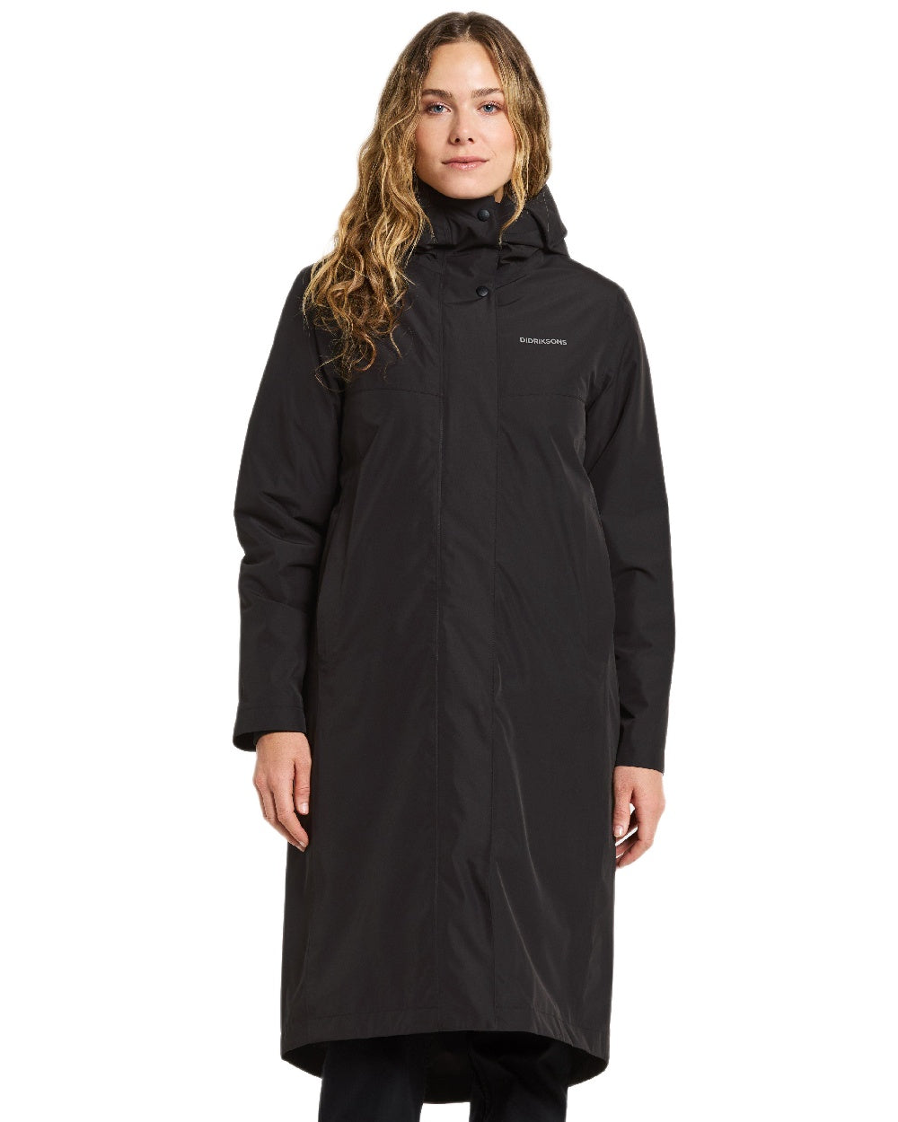 Black Coloured Didriksons Womens Selina Parka on white background 