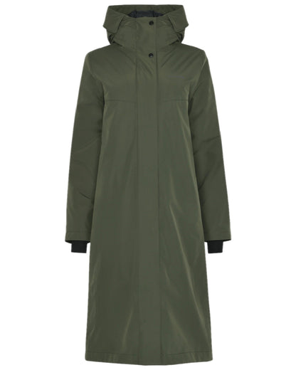 Deep Green Coloured Didriksons Womens Selina Parka on white background 