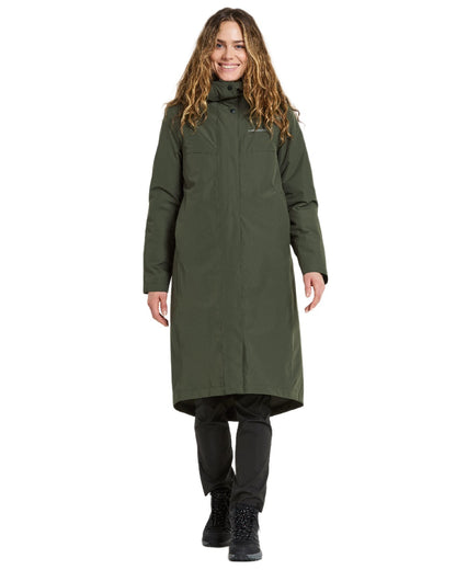 Deep Green Coloured Didriksons Womens Selina Parka on white background 