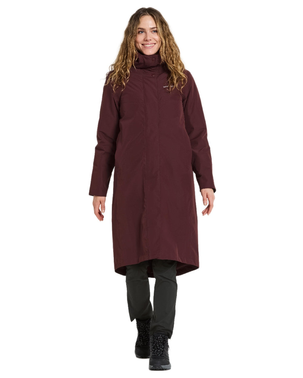 Old Rust Coloured Didriksons Womens Selina Parka on white background 