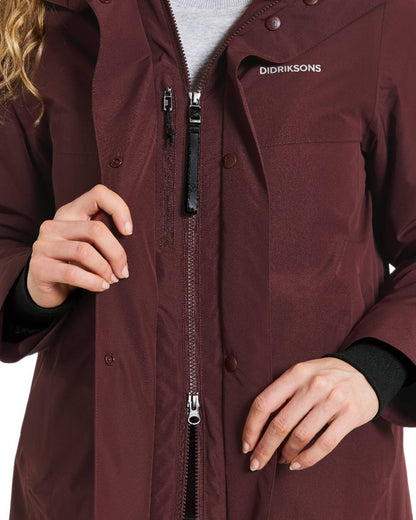 Old Rust Coloured Didriksons Womens Selina Parka on white background 